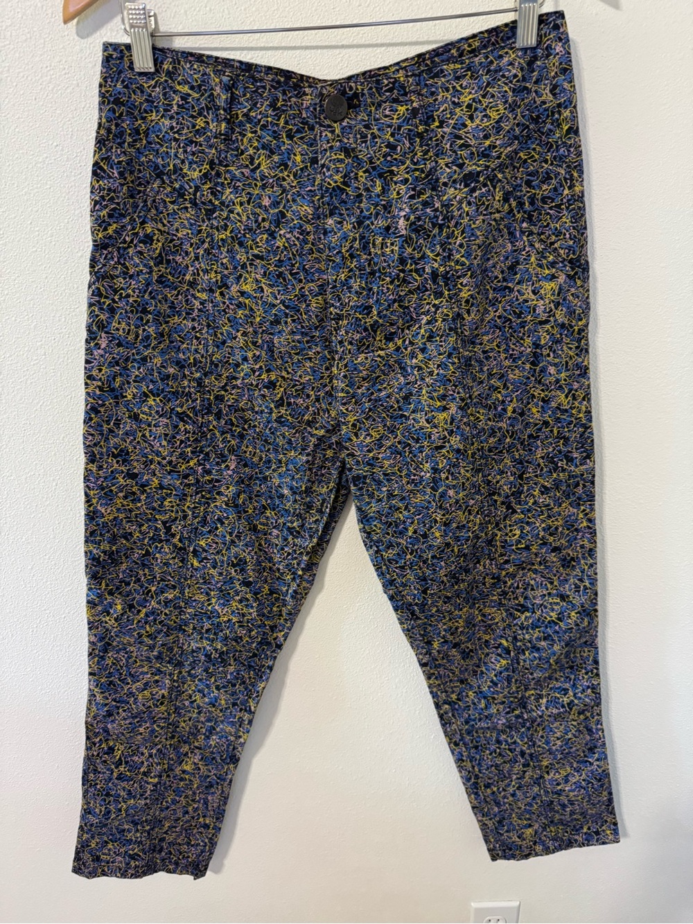 Lucy & Yak Abstract Scribble Print Trouserrs Black Stretch Organic Cotton-32/30